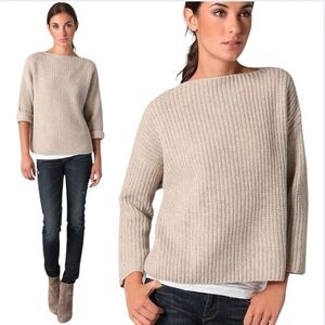 Vince. Chunky Knit Boatneck Yak/Wool Sweater. XS
